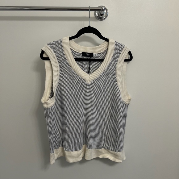 NWT ABLE Liza V-Neck Sweater Vest - Size XXL Color SLATE BLUE/ALMOND STRIPE - Picture 6 of 11